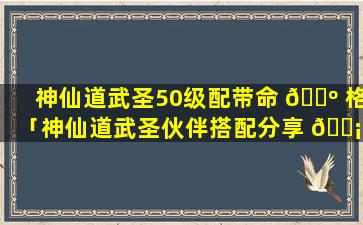 神仙道武圣50级配带命 🌺 格「神仙道武圣伙伴搭配分享 🐡 怎么选择」